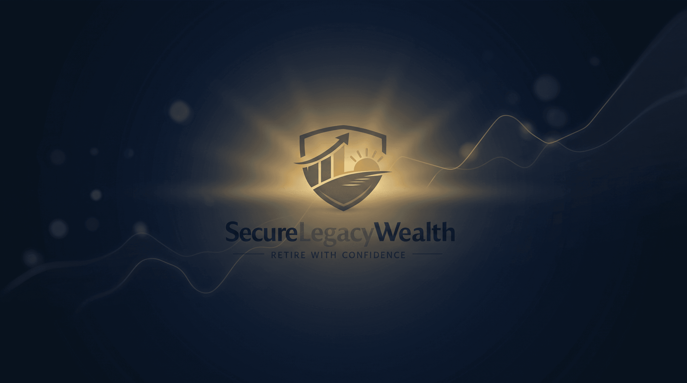 Secure Legacy Wealth logo with a shield and growth chart on a glowing blue background.